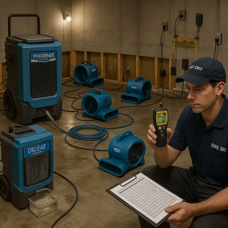 Structural Drying and Dehumidification process in Runge, TX